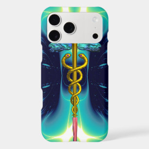 GOLD CADUCEUS MEDICAL SYMBOL ,Blue Turquoise Teal