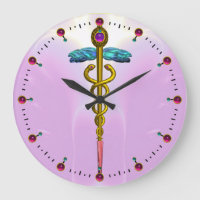 GOLD CADUCEUS Medical Symbol Light Pink