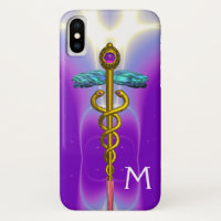 GOLD CADUCEUS MEDICAL SYMBOL Purple Monogram
