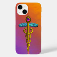 GOLD CADUCEUS MEDICAL SYMBOL Purple Orange Yellow