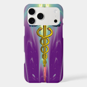 GOLD CADUCEUS MEDICAL SYMBOL ,Teal Green Purple