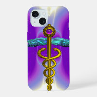 GOLD CADUCEUS MEDICAL SYMBOL ,Violet Purple
