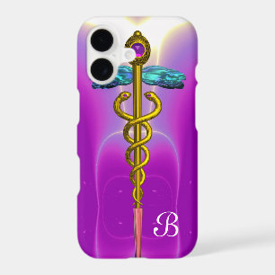 GOLD CADUCEUS MONOGRAM ,Pink Fuchsia