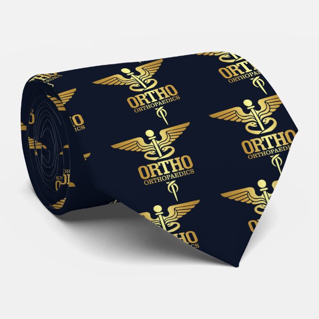 Gold Caduceus (ORTHO) Tie (Rolled)