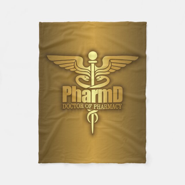 Gold Caduceus (PharmD) Fleece Blanket (Front)