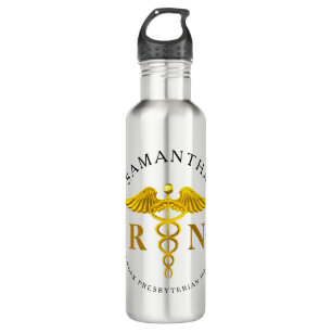 Gold Caduceus Registered Nurse Name 710 Ml Water Bottle