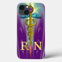 GOLD CADUCEUS REGISTERED NURSE SYMBOL Blue Purple