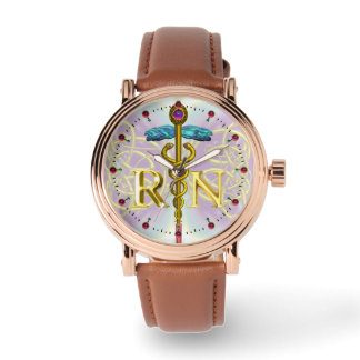 GOLD CADUCEUS REGISTERED NURSE SYMBOL CELTIC KNOTS WATCH