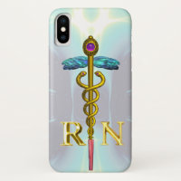 GOLD CADUCEUS REGISTERED NURSE SYMBOL Light Blue