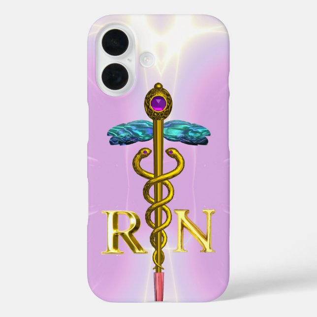 GOLD CADUCEUS REGISTERED NURSE SYMBOL Light Pink Case-Mate iPhone Case (Back)