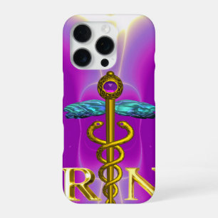 GOLD CADUCEUS REGISTERED NURSE SYMBOL Pink Fuchsia iPhone 16 Pro Case
