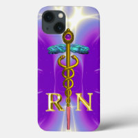 GOLD CADUCEUS REGISTERED NURSE SYMBOL Purple