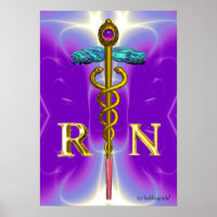 GOLD CADUCEUS REGISTERED NURSE SYMBOL,Purple