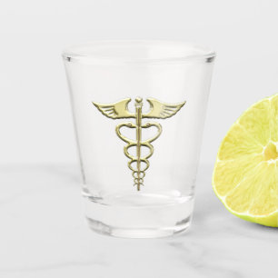 Gold Caduceus Shot Glass