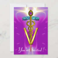 GOLD CADUCEUS VETERINARY SYMBOL Pink Fuchsia