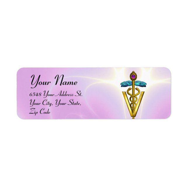 GOLD CADUCEUS VETERINARY SYMBOL Pink Lilac (Front)