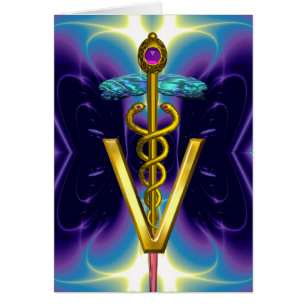 GOLD CADUCEUS VETERINARY SYMBOL Purple Blue