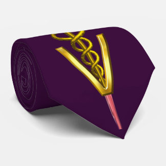 GOLD CADUCEUS VETERINARY SYMBOL,Purple Tie