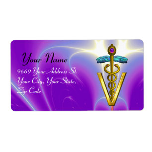 GOLD CADUCEUS VETERINARY SYMBOL Violet  ,Purple