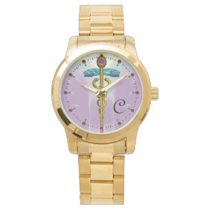GOLD CADUCEUS WITH CELTIC KNOTS MONOGRAM Lilac Watch