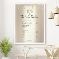 Gold Cake Bakery Chef Glitter Drip Menu Price List