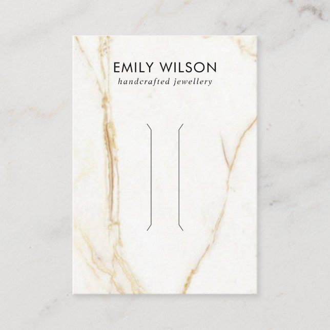 GOLD CALACATTA MARBLE TEXTURE HAIR CLIP DISPLAY BUSINESS CARD (Front)