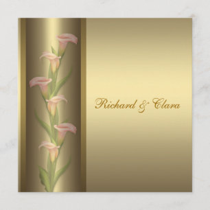 Gold Calla Lily 50th Golden Anniversary Invitation
