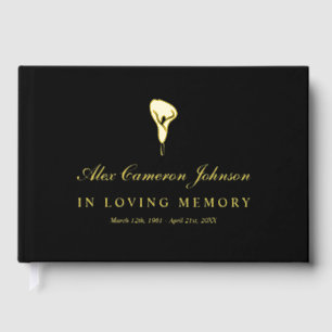 Gold Calla Lily Black In Loving Memory Guest Book