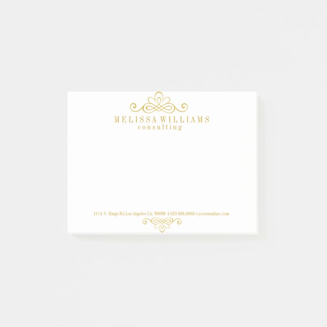 Gold Calligraphic Swirls Design Post-it Notes (Front)