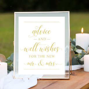 Gold Calligraphy Advice and Well Wishes Poster