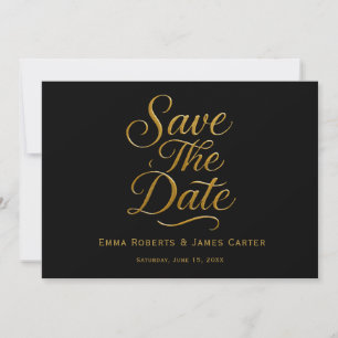 Gold Calligraphy Black QR Save the Date