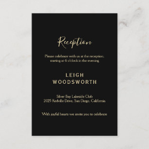 Gold Calligraphy Black Reception Card