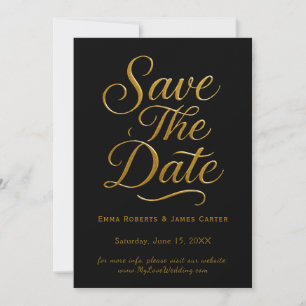 Gold Calligraphy Black Save the Date