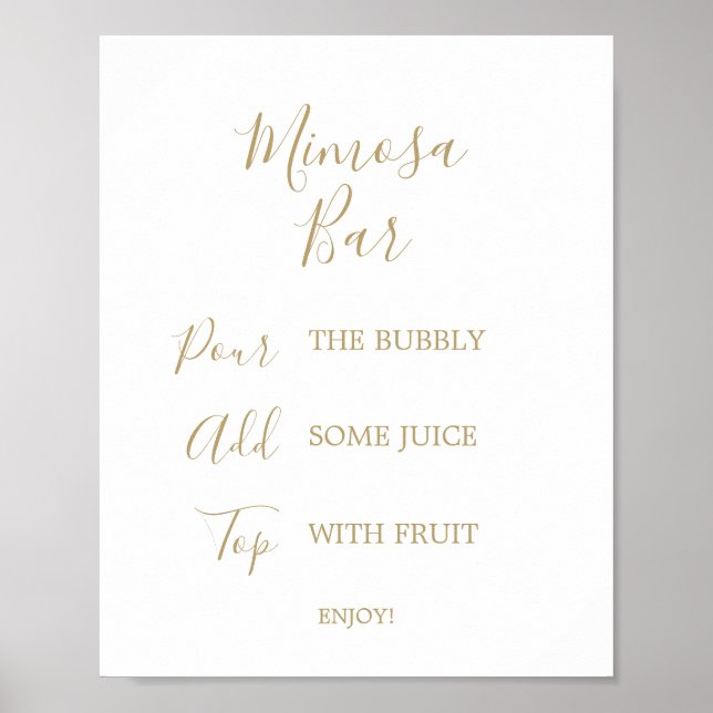 Gold Calligraphy Bridal Mimosa Bar Sign (Front)
