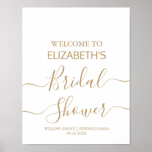 Gold Calligraphy Bridal Shower Welcome Sign