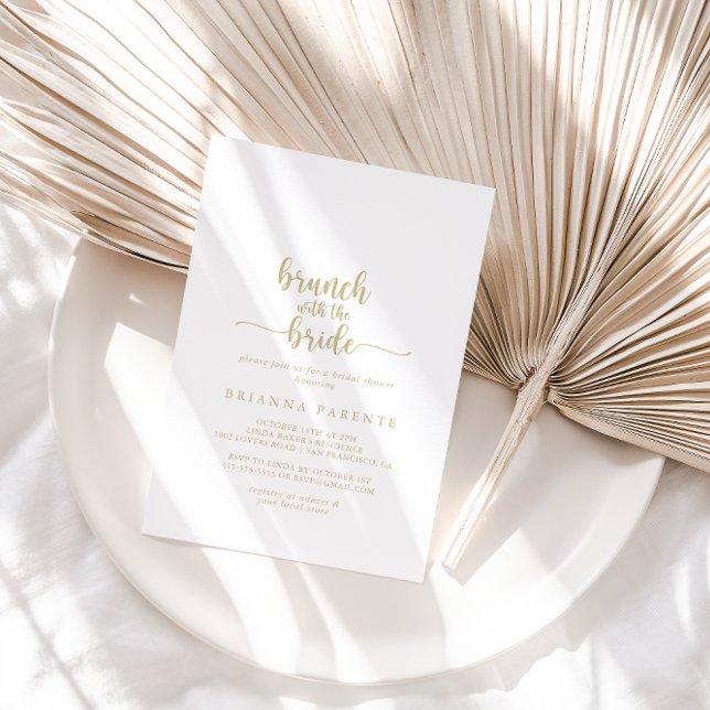 Gold Calligraphy Brunch with the Bride Shower  Invitation (Creator Uploaded)