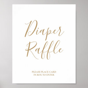 Gold Calligraphy Diaper Raffle Poster