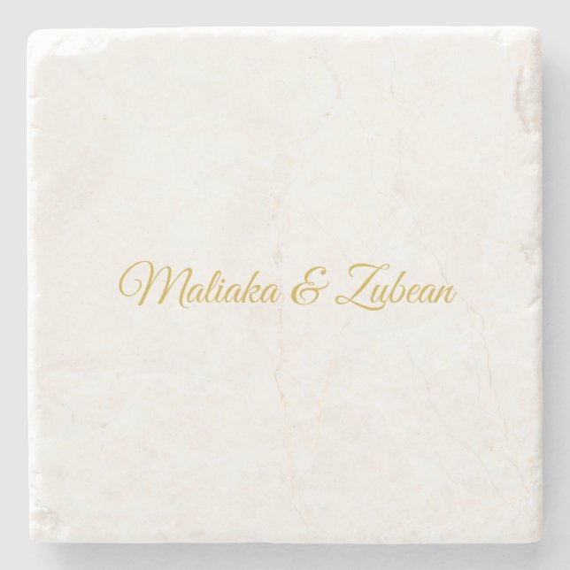 Gold Calligraphy Elegant Professional Stone Design Coaster (Front)