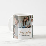 Gold Calligraphy Family Photo Collage Coffee Mug<br><div class="desc">Stylish coffee mug with the words "family is everything" and "love" in trendy gold typography surrounded by a collage of personalised photos and customisable family name.</div>