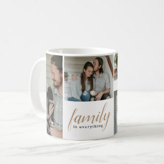 Gold Calligraphy Family Photo Collage Coffee Mug