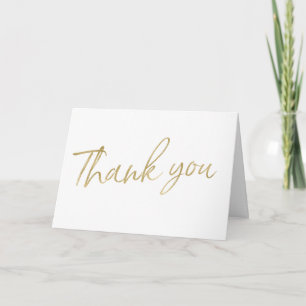 Gold Calligraphy Hand Lettered Wedding "Thank you" Thank You Card