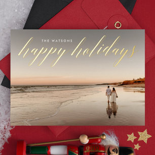 Gold Calligraphy Happy Holidays Photo