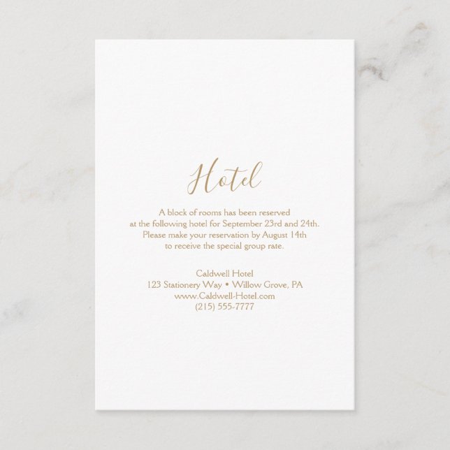 Gold Calligraphy Hotel Card (Front)