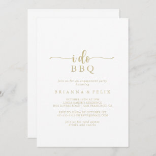 Gold Calligraphy I Do BBQ Engagement Party  Invitation
