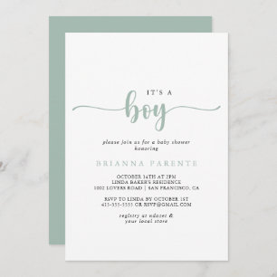 Gold Calligraphy It's A Boy Baby Shower   Invitation