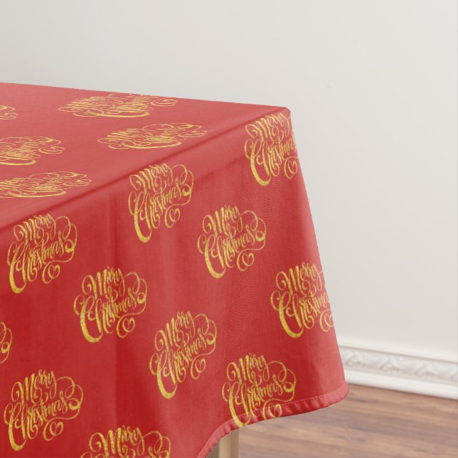 Gold Calligraphy Merry Christmas Tablecloth (In Situ)