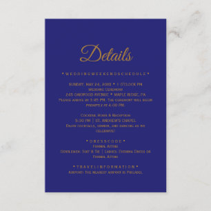 Gold Calligraphy Midnight Blue Details Card