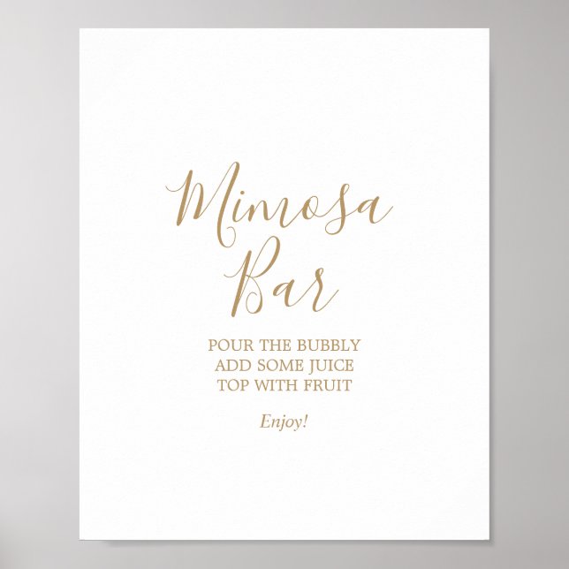 Gold Calligraphy Mimosa Bar Wedding Sign (Front)