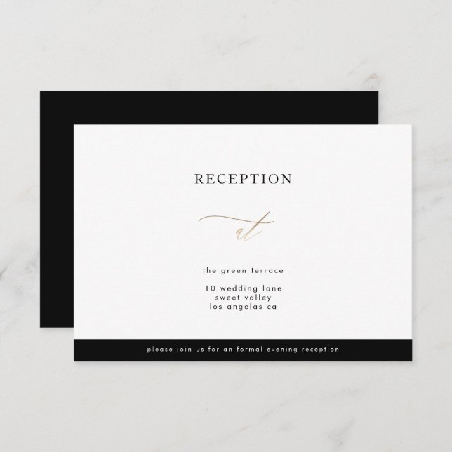 Gold Calligraphy Modern Calligraphy Reception Card (Front/Back)