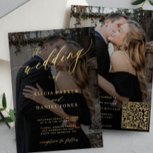Gold calligraphy overlay photo QR CODE wedding